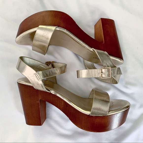 Gold Bamboo platform wedges - Picture 1 of 1